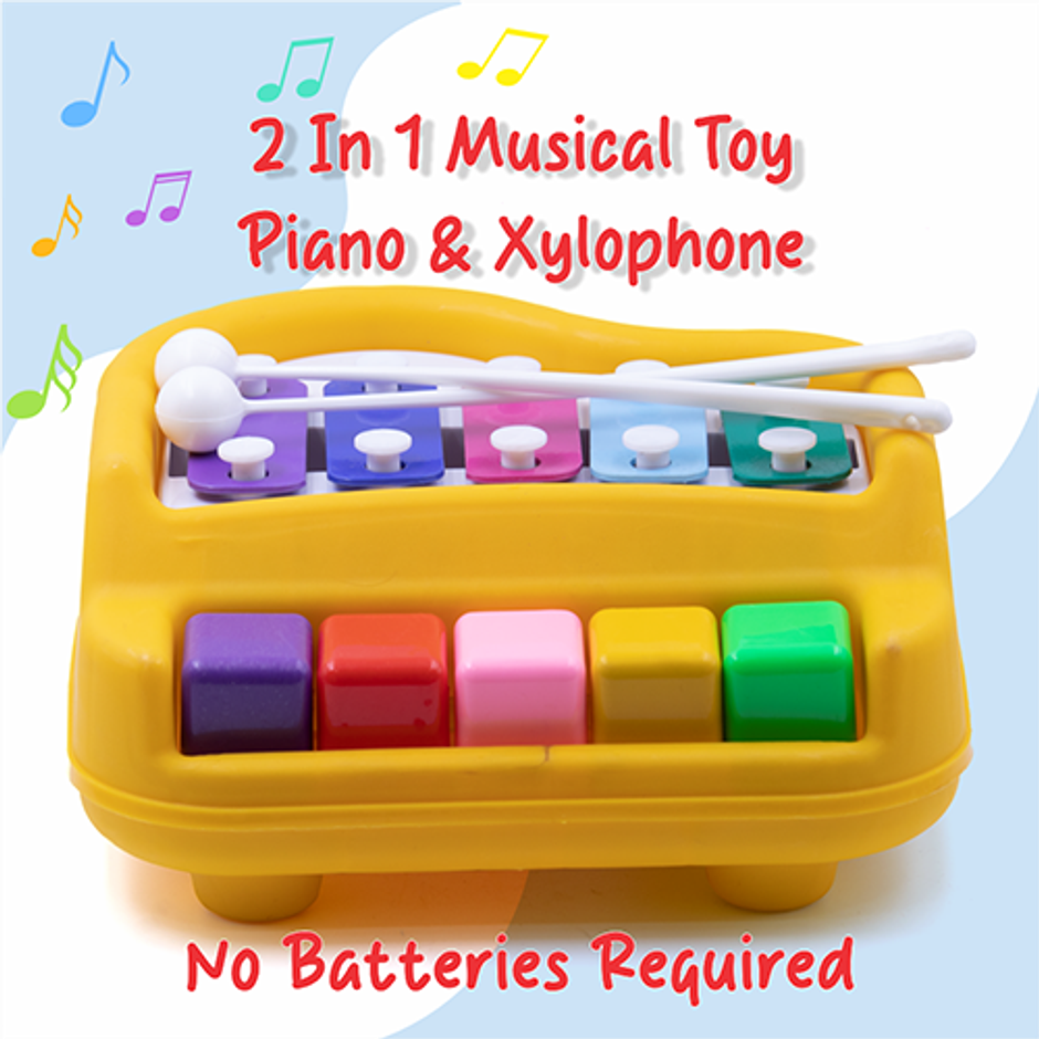 Aditi Toys Plastic Musical Piano Xylophone for Kids, Non-Toxic Suitable for Above 3 Years | Yellow