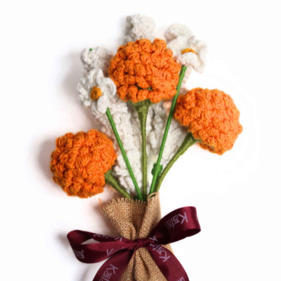 The Kalaa Store Handcrafted Crochet Festive Marigolds Bouquet