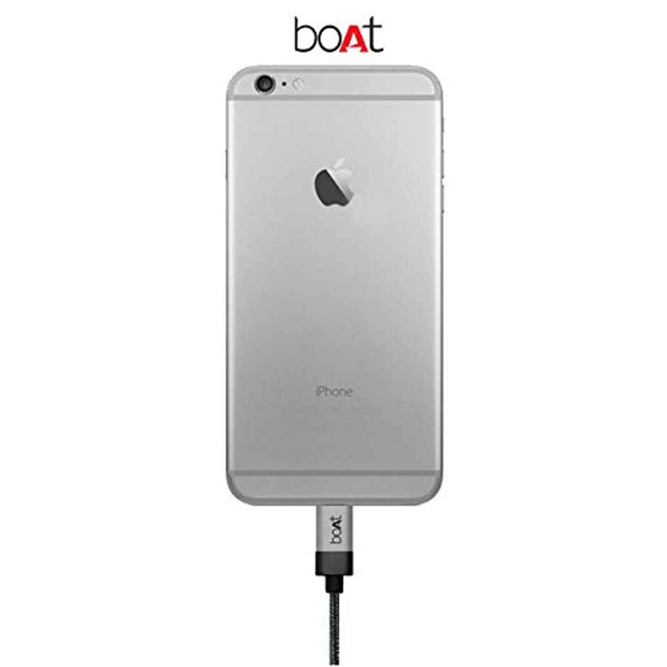 boAt LTGG 500 USB A to Lightning Cable, Apple MFI Approved For Apple iPhone/iPod, 1 Meter (Grey)