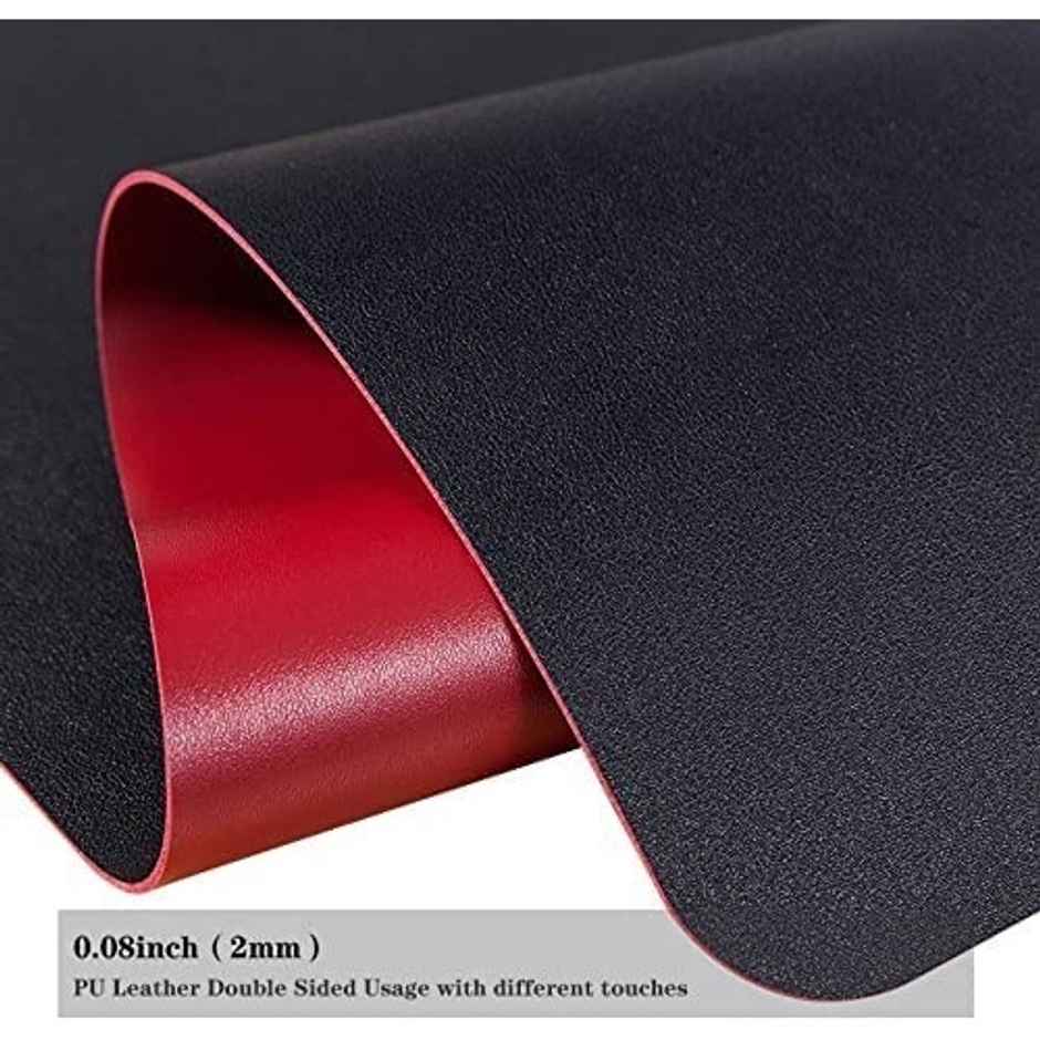 Dyazo PU Leather Desk Mat - Anti-Slip | Waterproof - Black & Red - 35 Inch x 17.7 Inch