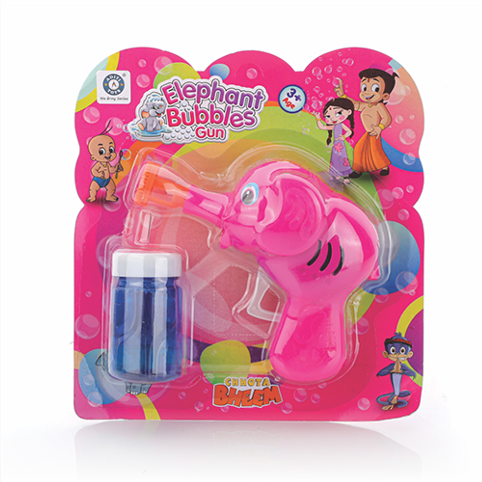 Aditi Toys Elephant Bubble Gun Toy for Kids with 100 ml Bubble Liquid Bottle, Toy Bubble Maker-Pink