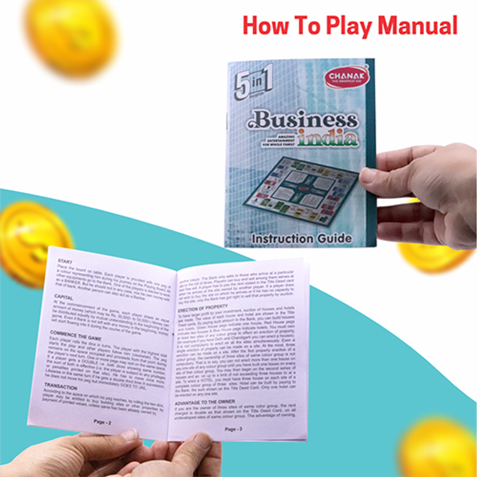 Aditi Toys Business Game 5-in-1 Board Game - Ludo, Snake & Ladder, Cricket for Kids & Adult| 6+ Year