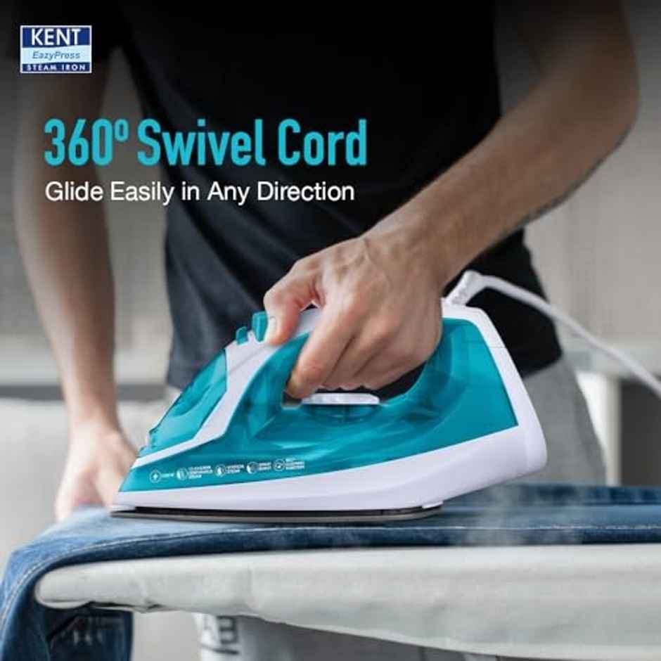 Kent Glide Steam Iron | 1250W | Powerful Steam Burst Upto 20G/Min| Turquoise Blue