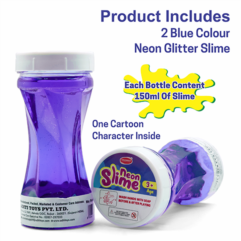 Aditi Toys Glitter Scented Slime Kit, Soft, Non-Sticky, Non-Toxic, Age 5+ | Blue