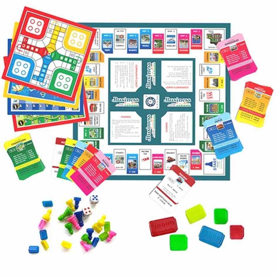 Aditi Toys Business Game 5-in-1 Board Game - Ludo, Snake & Ladder, Cricket for Kids & Adult| 6+ Year