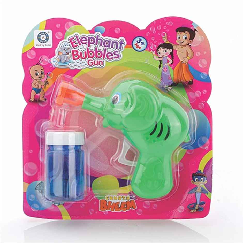Aditi Toys Elephant Bubble Gun Toy for Kids with 100 ml Bubble Liquid Bottle, Toy Bubble Maker-Green