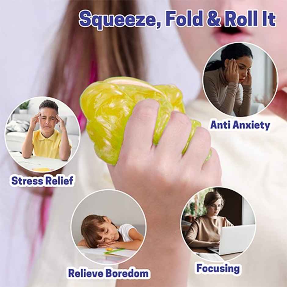 Aditi Toys Glitter Scented Slime Kit, Soft, Non-Sticky, Non-Toxic, Age 5+ | Yellow