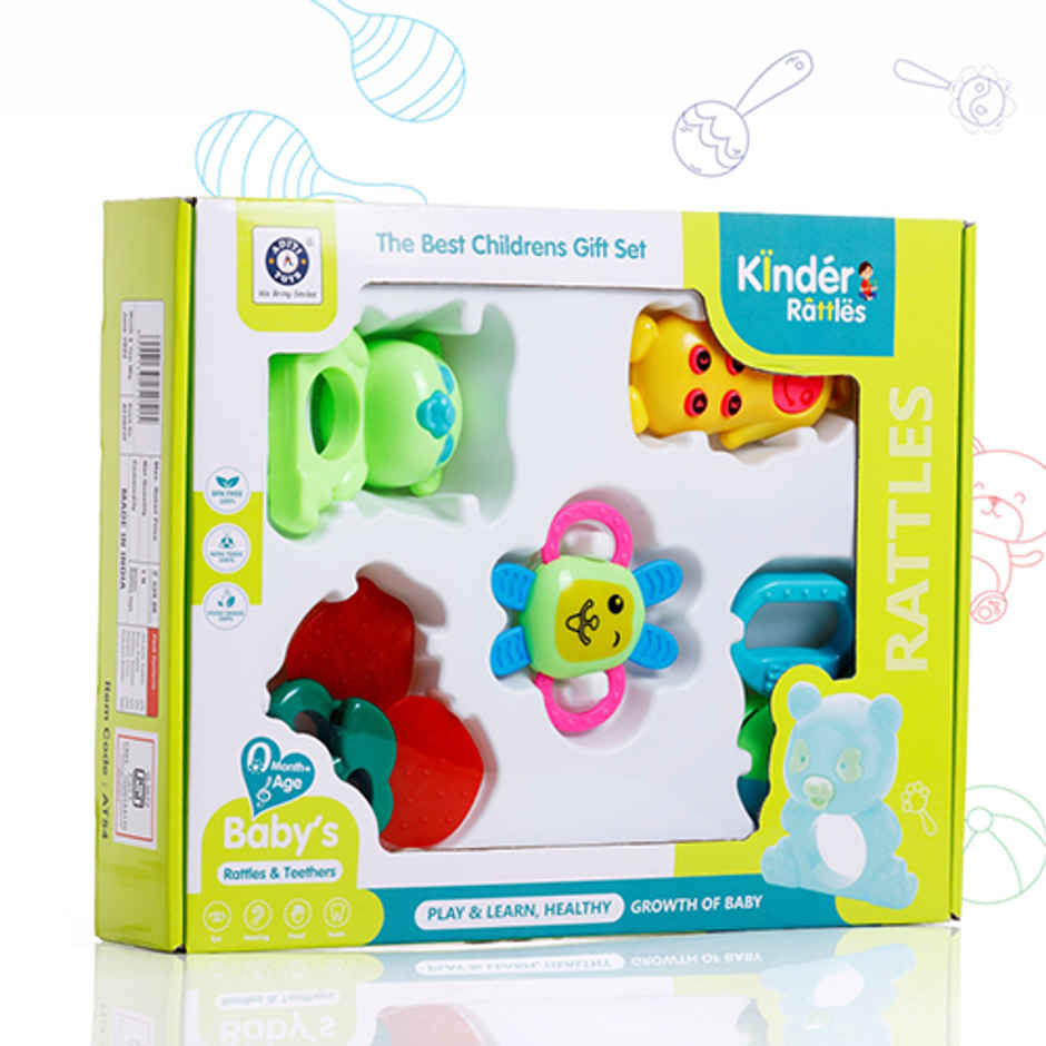 Aditi Toys Baby Kinder Rattle Set - 6 Colourful, BPA-Free Sensory Rattles for Babies 0-6 Months