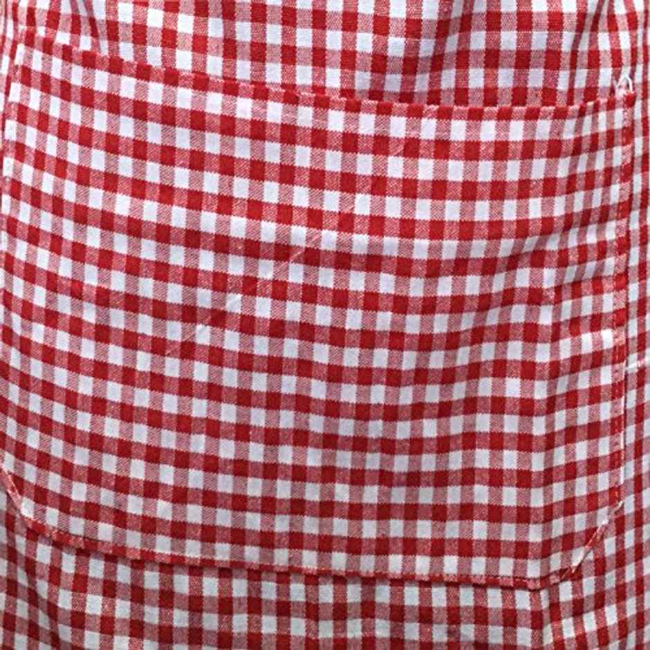 Lushomes Waterproof Cooking Apron - Red Checks | Kitchen Dress | 62 x 82 cm
