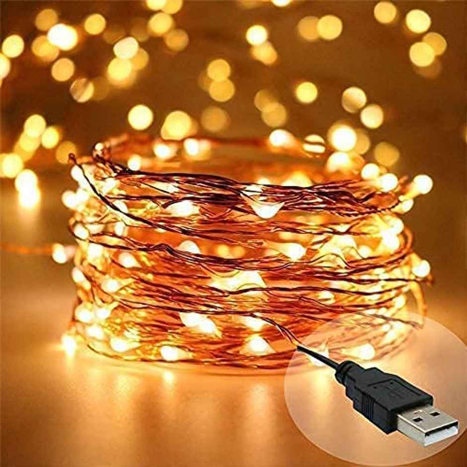 Desidiya Usb Operated Decorative Led String Lights - 5 Meters, Bright Ambiance - Warm White
