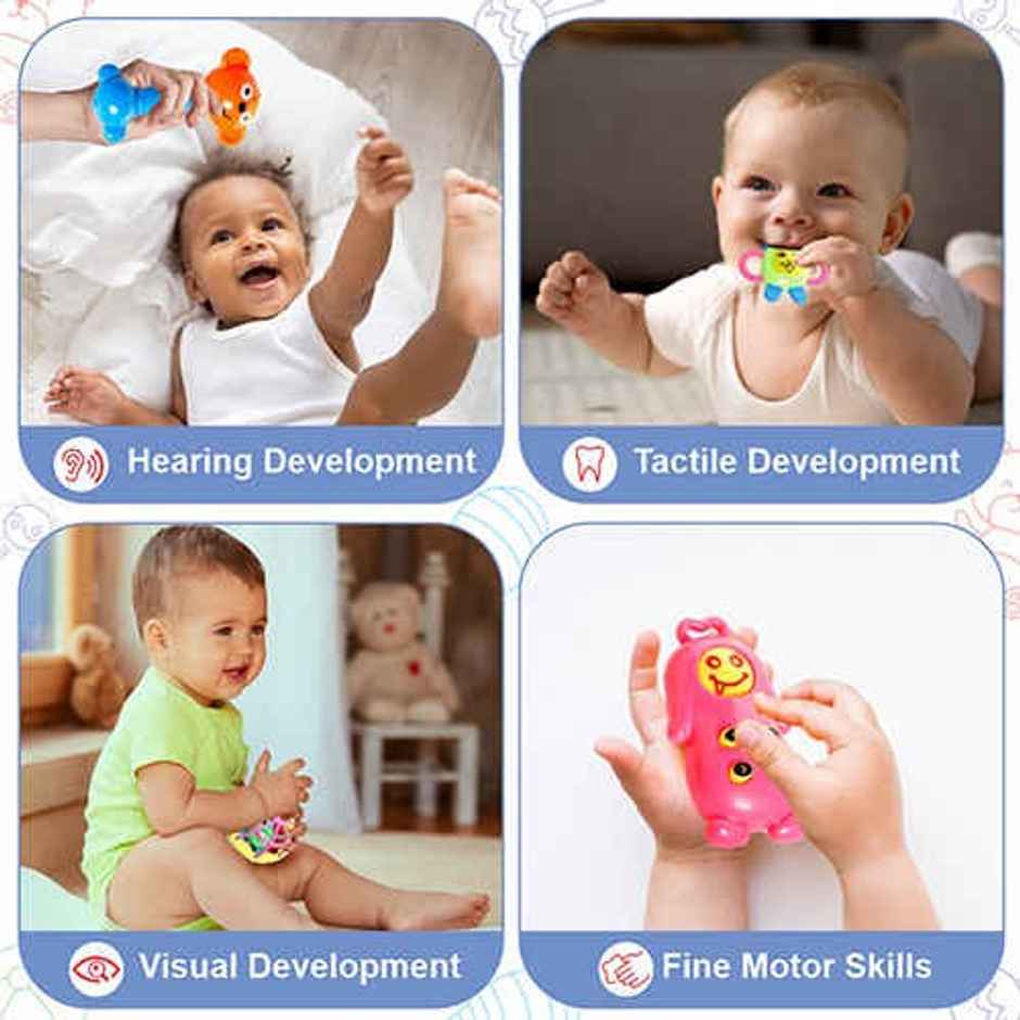 Aditi Toys 8-Piece Baby Rattle Set -Safe, Colorful, 100% BPA Free, Non-Toxic, Infant Grab, Age 0-6M