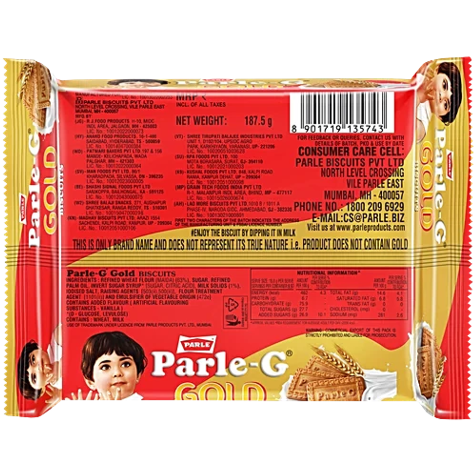 Parle Gold Vanilla Glucose Biscuits | Trans Fat-free Combo 