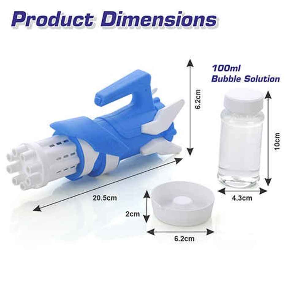 Aditi Toys 8-Hole Gatling Bubble Gun with Solution - Safe for Kids, Indoor/Outdoor 3+ |Dark Blue