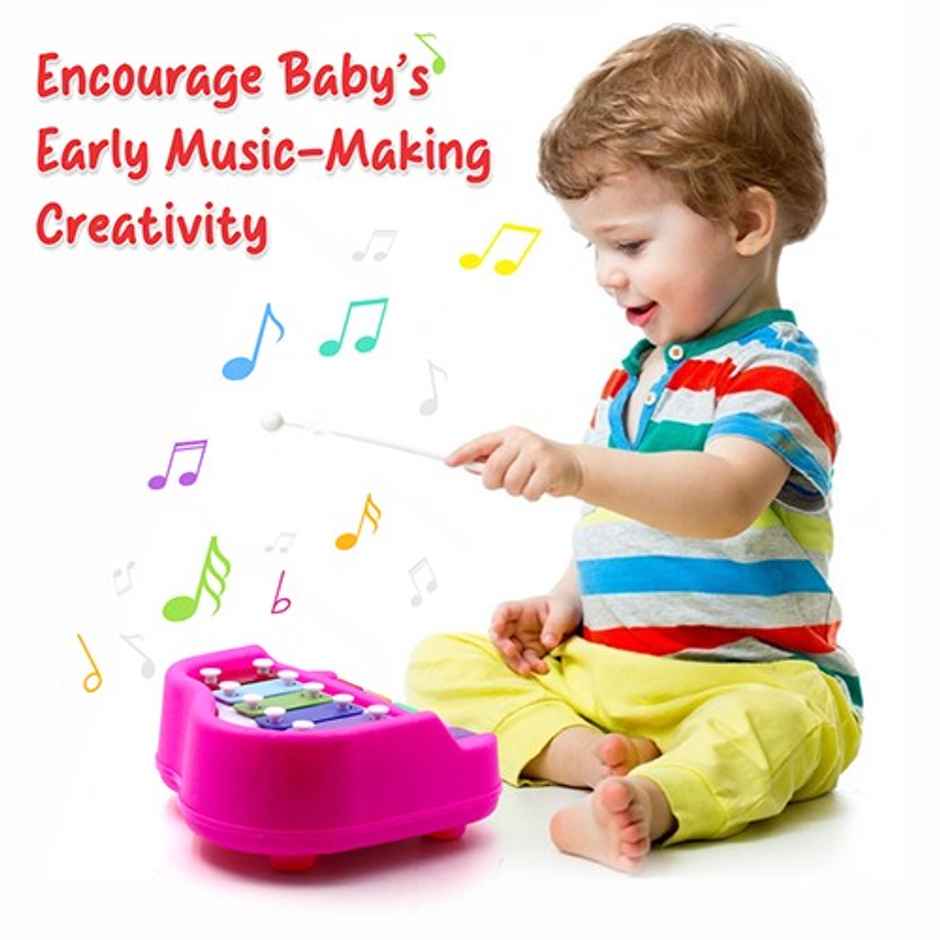 Aditi Toys Plastic Musical Piano Xylophone for Kids, Non-Toxic Suitable for Above 3 Years | Pink