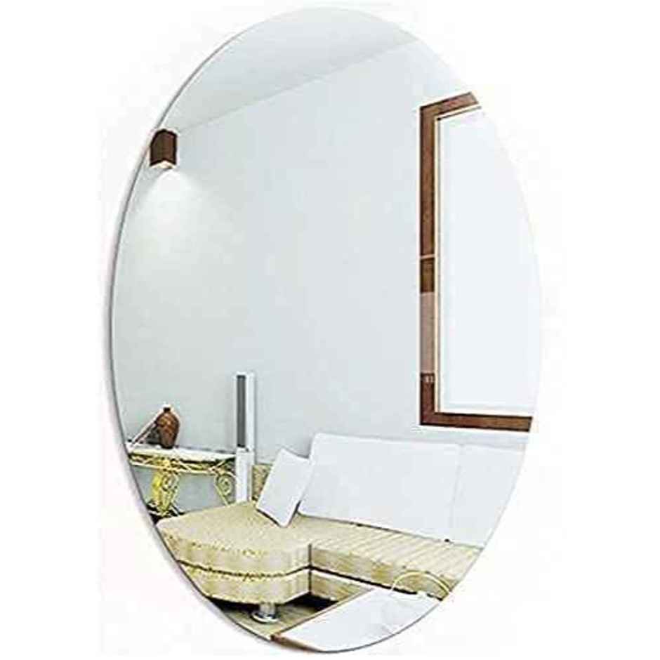 Homeharmony Oval Shape Adhesive Mirror Sticker Tiles Bedroom Basin Mirror Bathroom (Medium, 30cm)