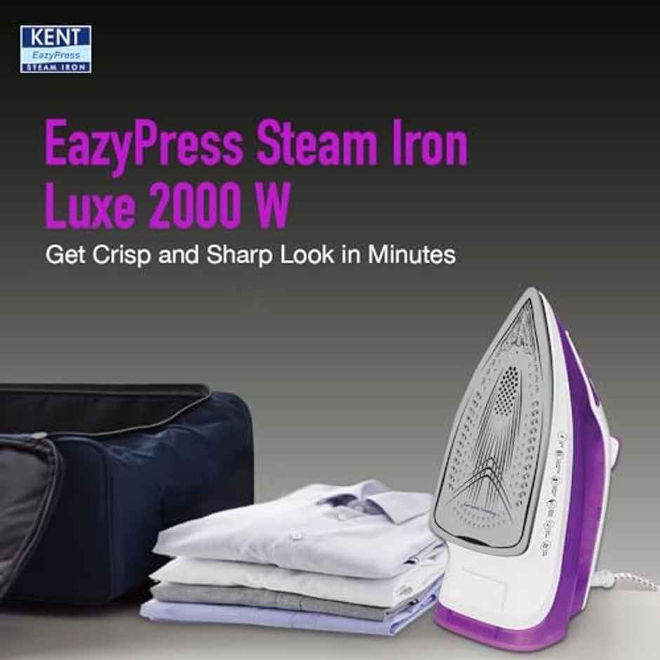 Kent Luxe Steam Iron | 2000W | Powerful Steam Output Upto 25 G/Min| Purple