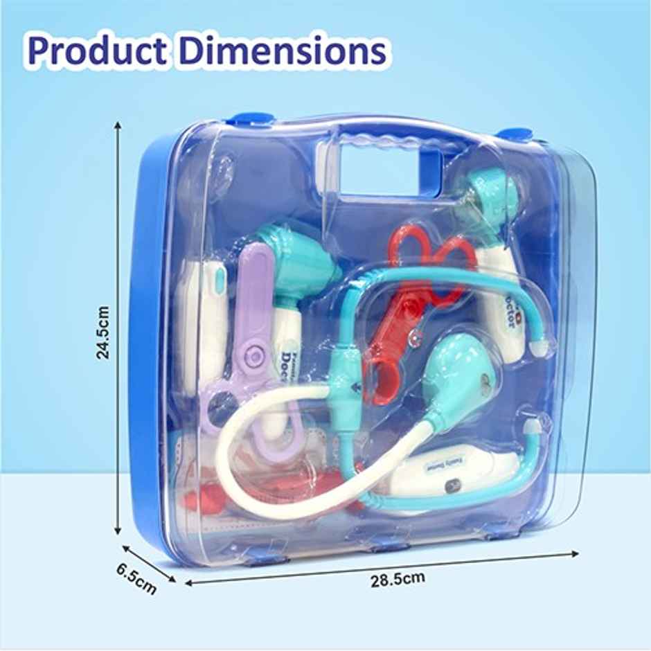 Aditi Toys Transparent Doctor Set Briefcase | 9 Pcs LED Pretend Play Medical Kit for Kids | 3+ years