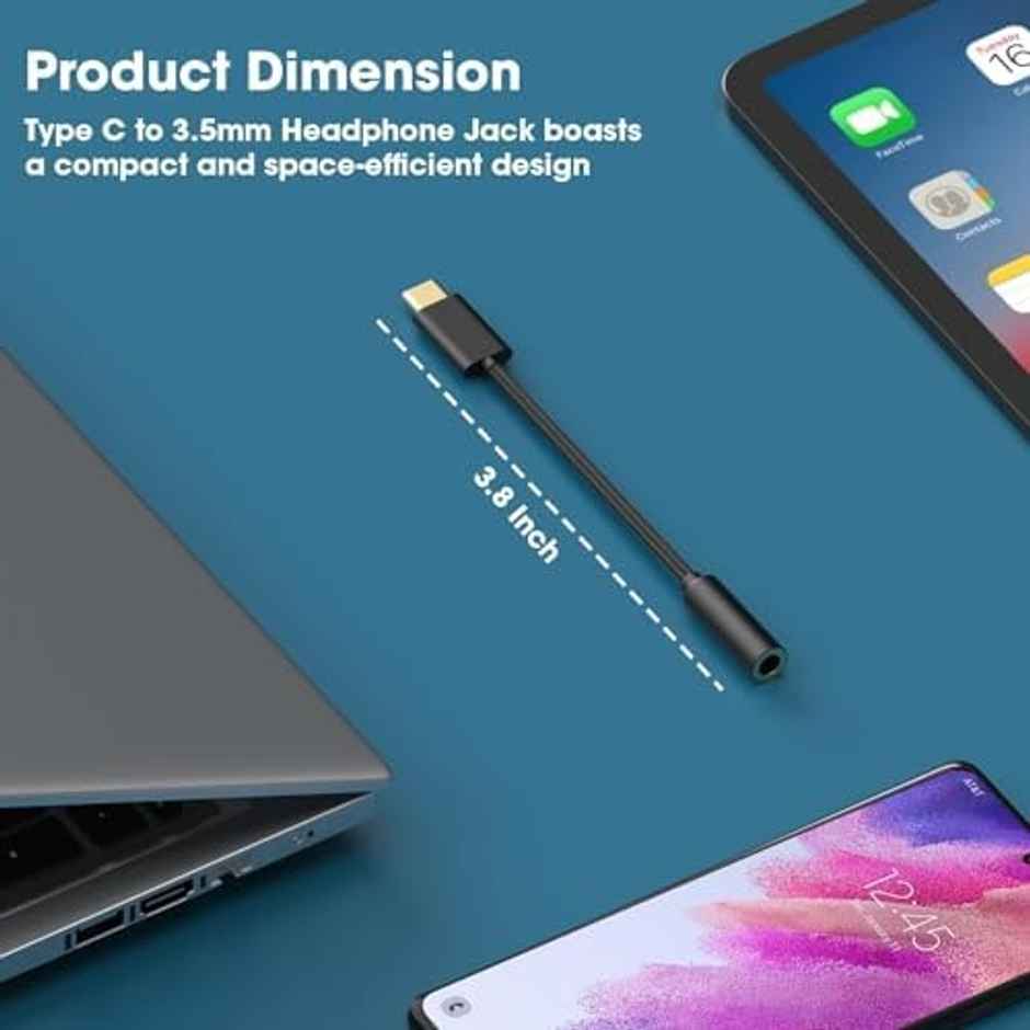 Sounce USB Type-C to 3.5 mm Headphone Jack Adapter for Samsung Galaxy S8- S9-S10-S20-S21 & More, Black