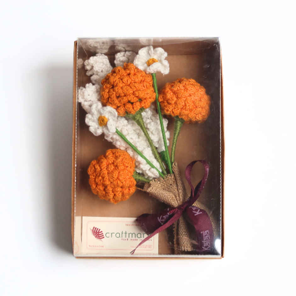 The Kalaa Store Handcrafted Crochet Festive Marigolds Bouquet