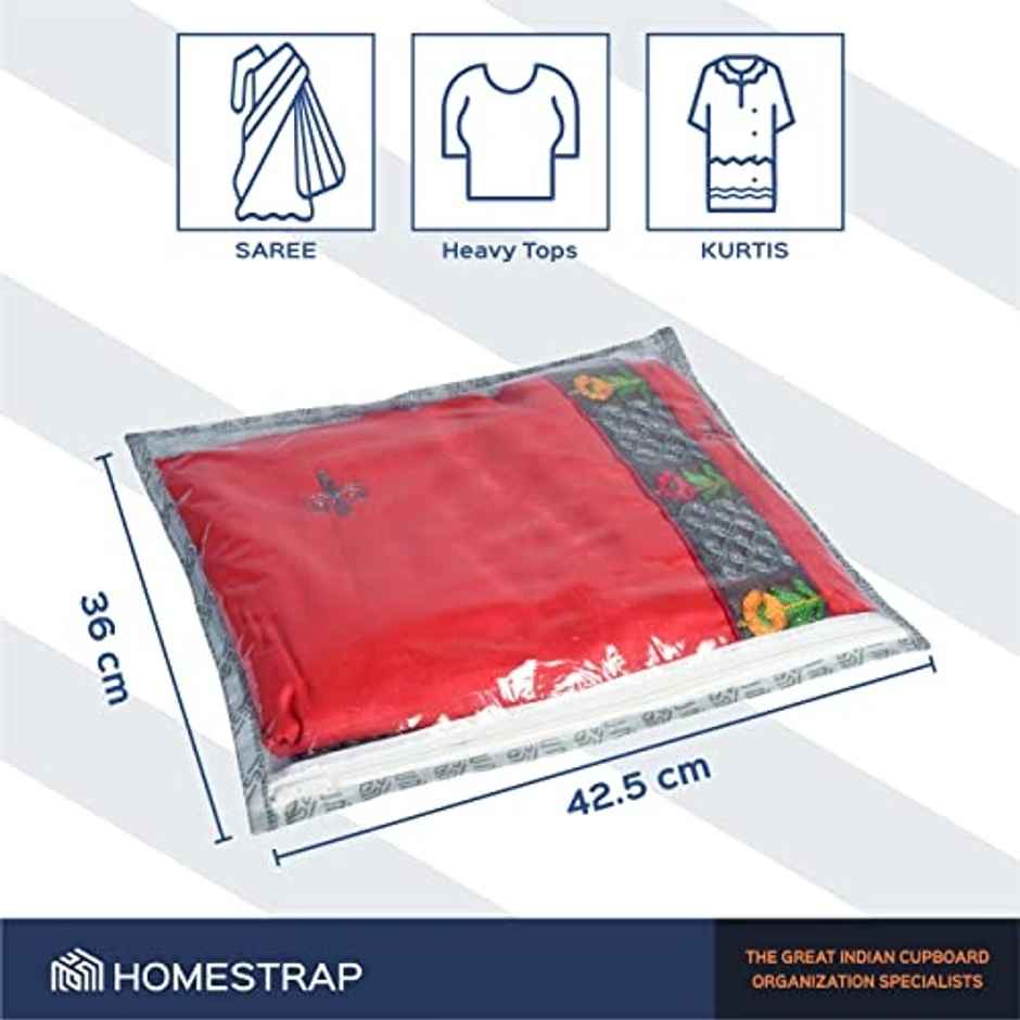 Homestrap Transparent Single Saree Cover | Pack of 5