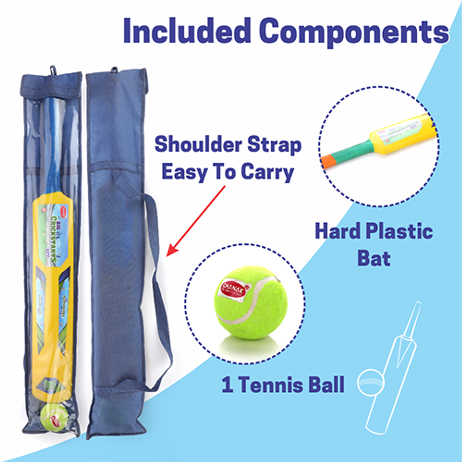 Aditi Toys Big Cricket Kit for Kids - Includes 1 Bat & 1 Ball for Indoor and Outdoor Play, 5+