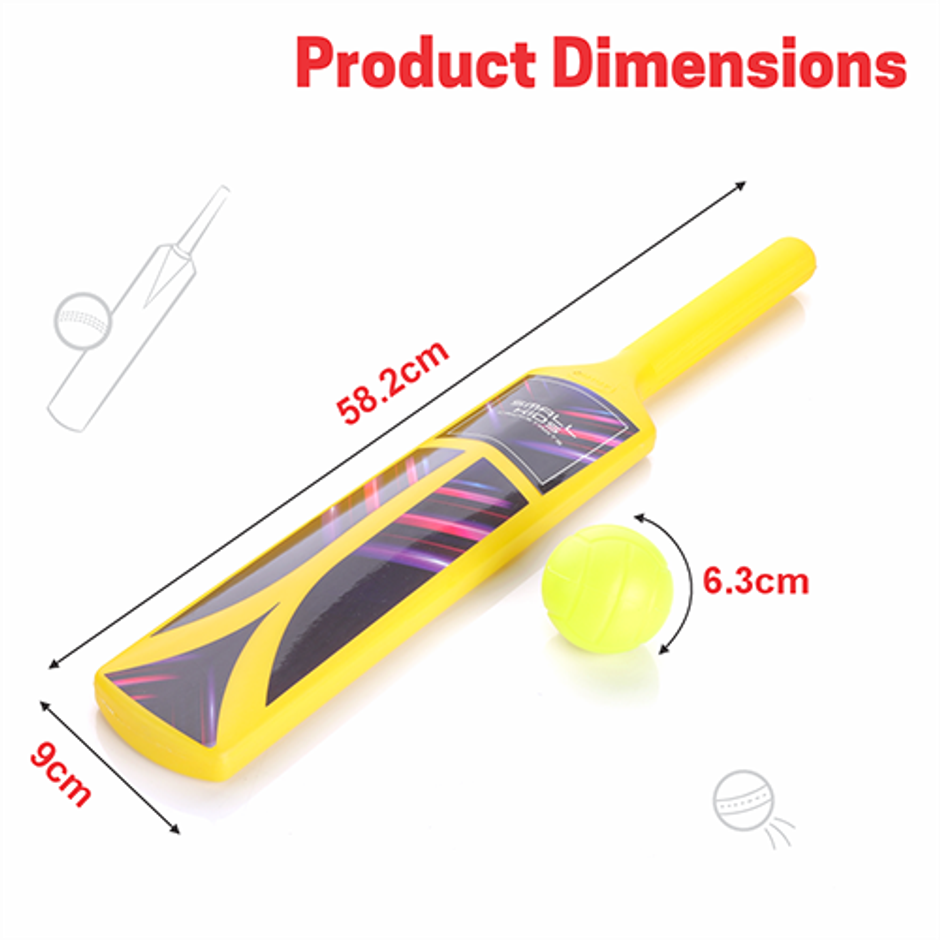 Aditi Toys Small Cricket Kit - 1 Bat & Plastic Ball for Boys & Girls, Indoor & Outdoor Play, 5Y+