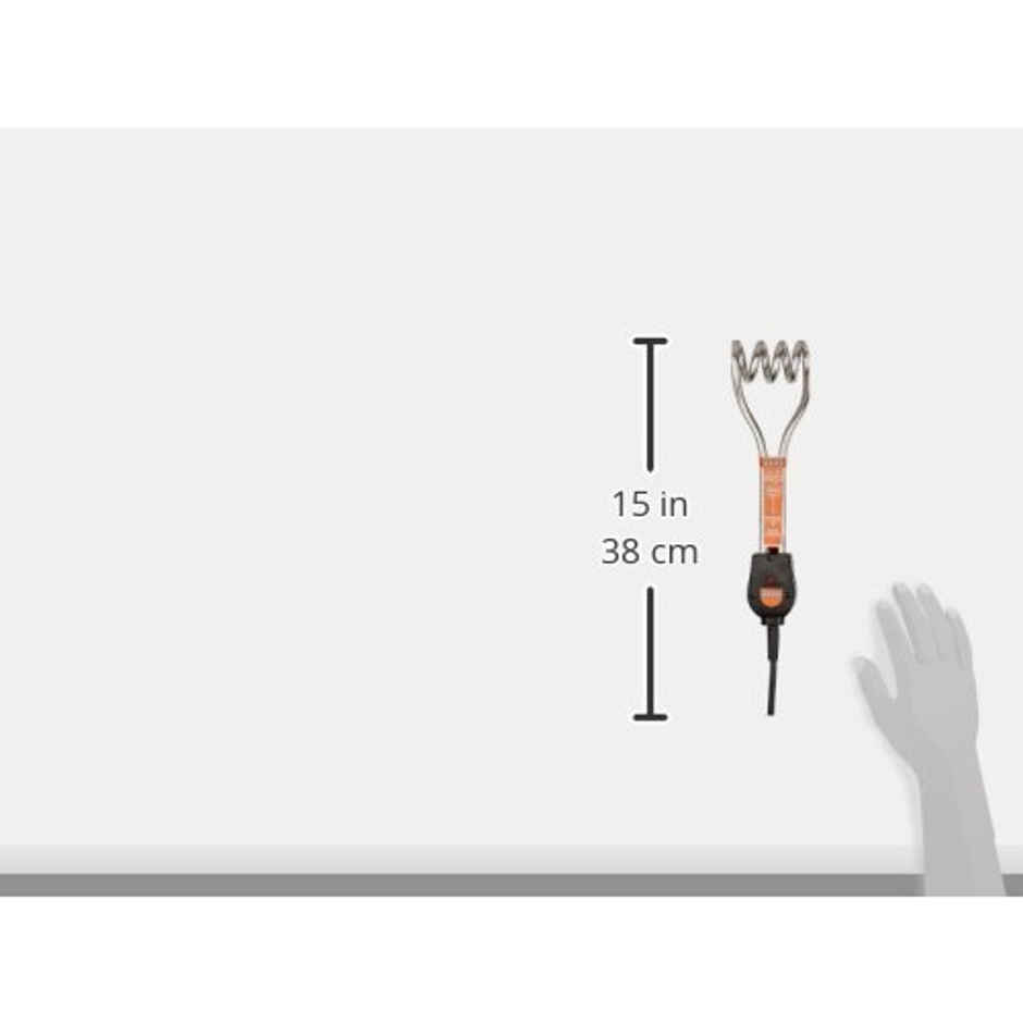 Usha Immersion Rod Heater (1000W, Copper Tube Element, Nickel Plating, Easy-To-Grip, 2410, Black)