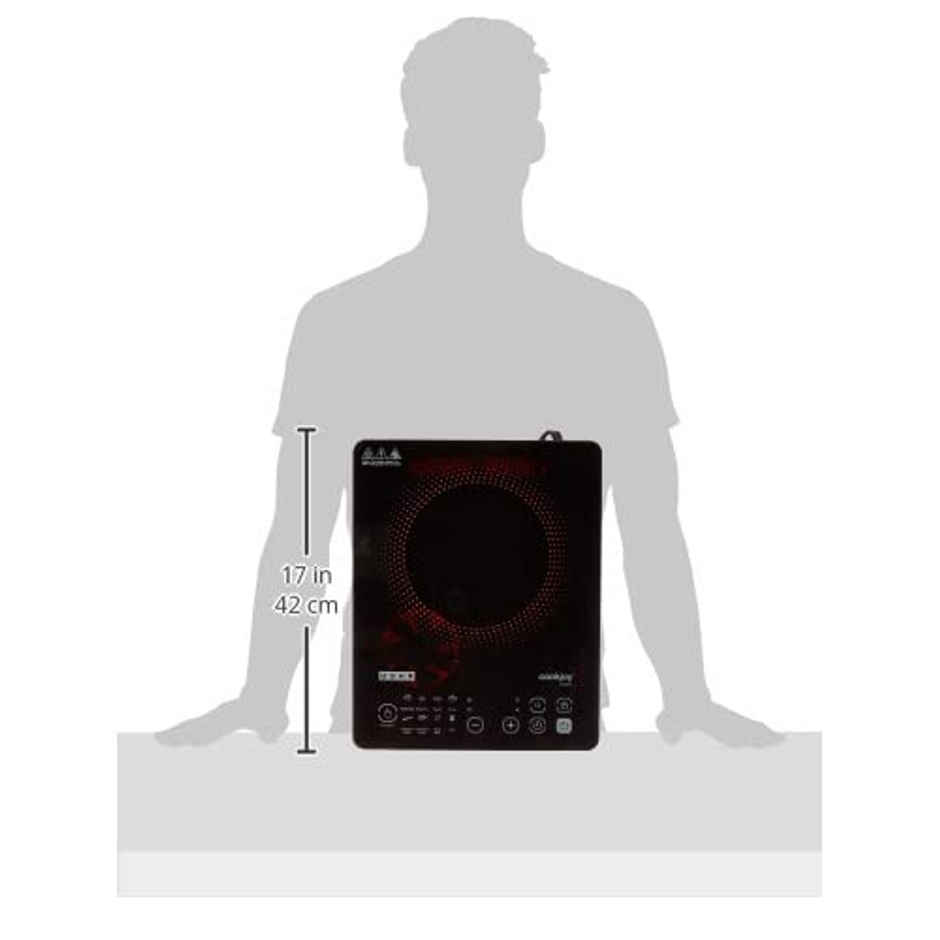 Usha Induction Cooktop -2000W Touch Panel, Pan Sensor, 8 Pre-Set Menu, 8-Stage Power Setting, Black