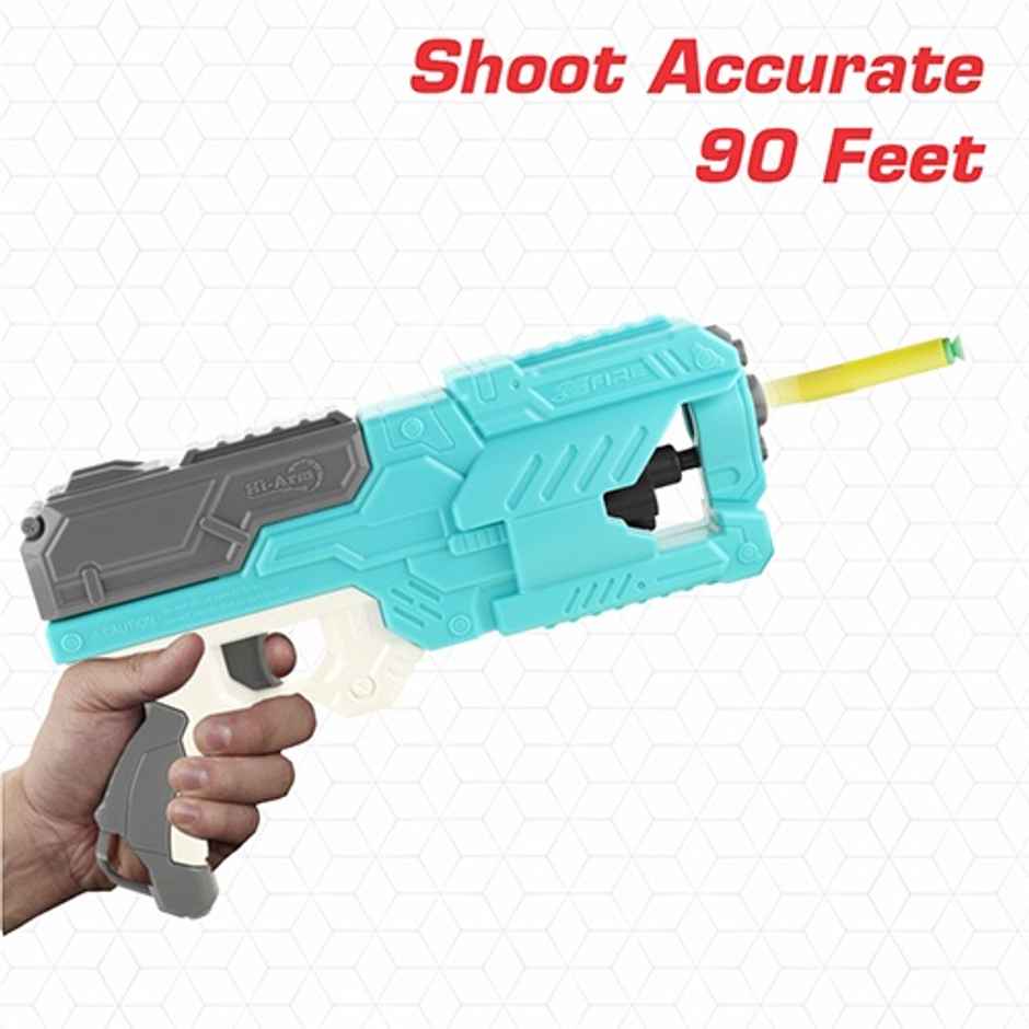 Aditi Toys Six Fire Dart Gun with 6|Dart Drum & 10 Soft Bullet | Hi|Arm Toy Gun | 6+ | LightBlue