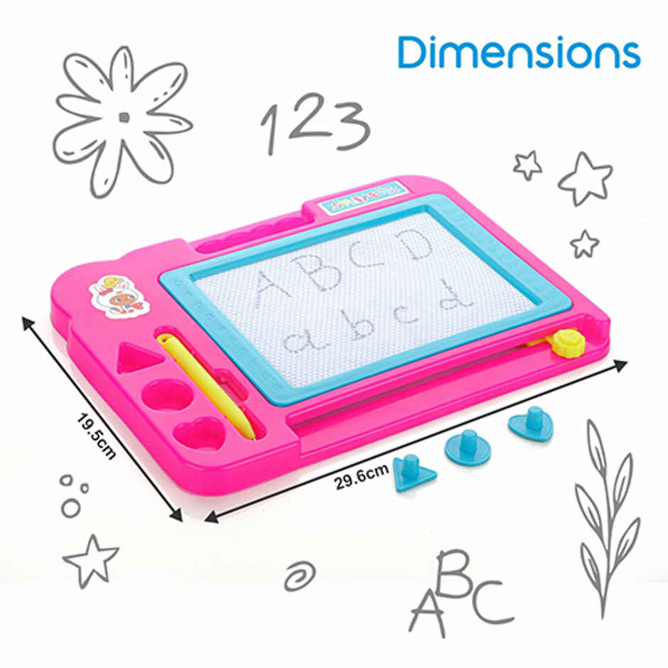 Aditi Toys Magnetic Slate - Drawing Board with Pen & Stamps, Easy Clean, for Kids 3+, BIS Approved