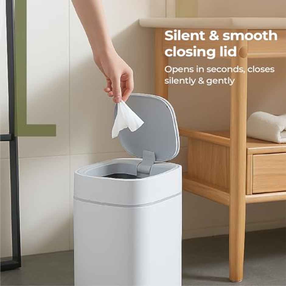 Lifelong Automatic Motion-Sensor Dustbin with Slow Descent & One Touch Operation | 12 L | White