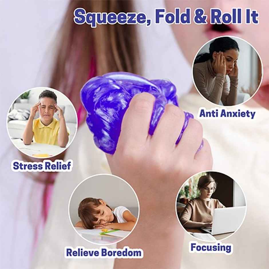 Aditi Toys Glitter Scented Slime Kit, Soft, Non-Sticky, Non-Toxic, Age 5+ | Blue