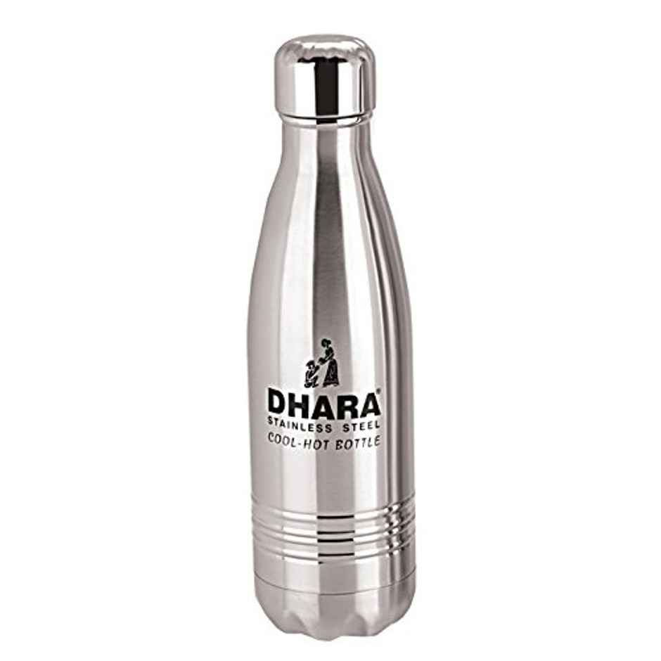 Kuber Industries Dhara Stainless Steel Water Bottle, 700 ml, Silver