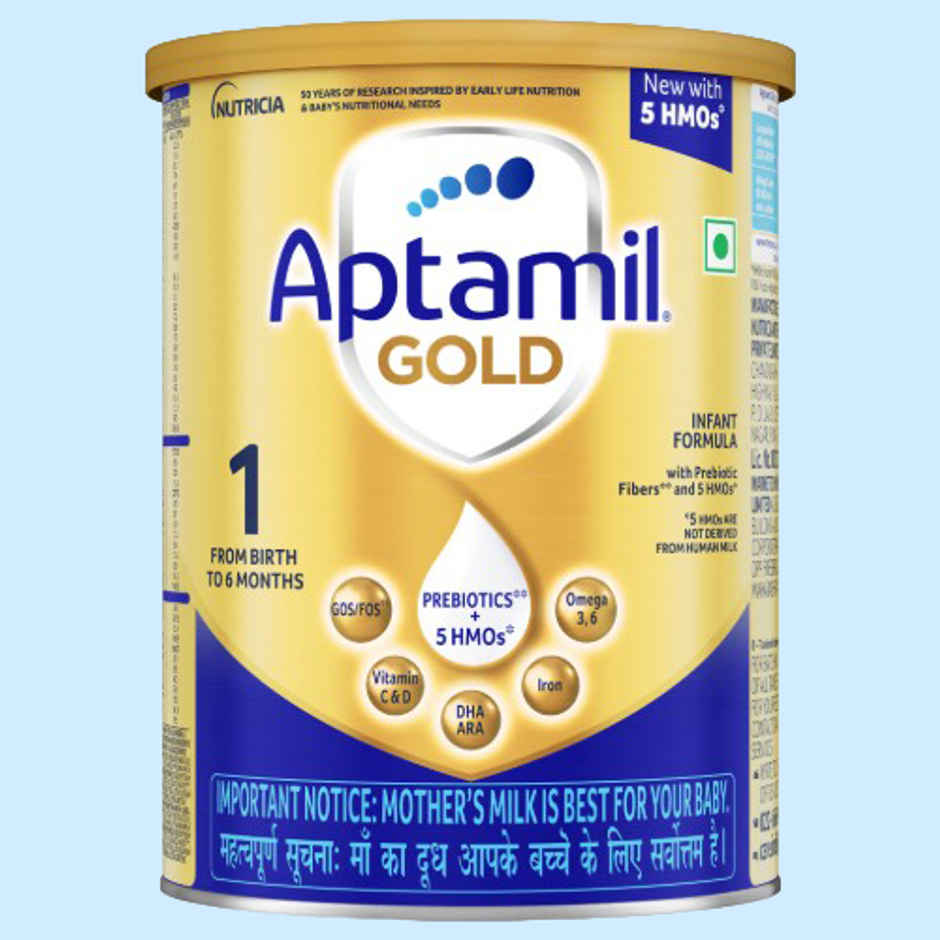 Aptamil Gold Infant Formula for Babies - Stage 1 | Upto 6 months | with 5HMO and Prebiotics
