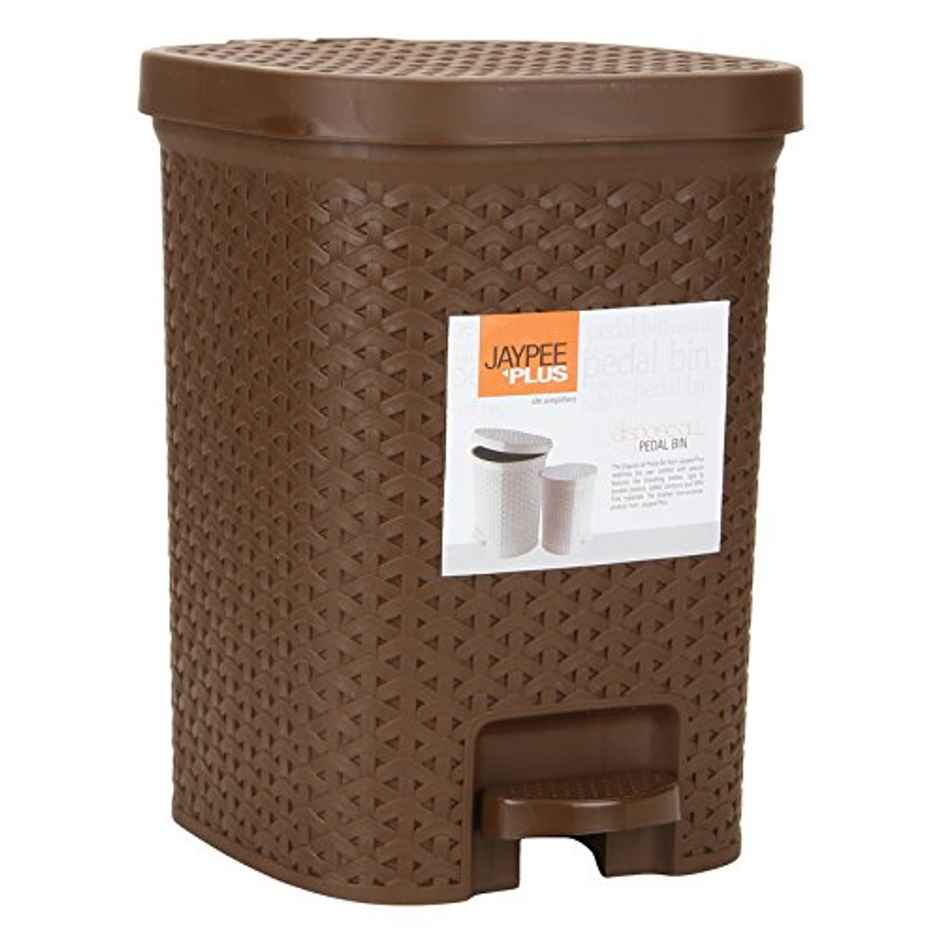 Jaypee Plus Dispose All Square Dustbin With Removable Plastic Bucket For Home, Kitchen 7 L, Brown