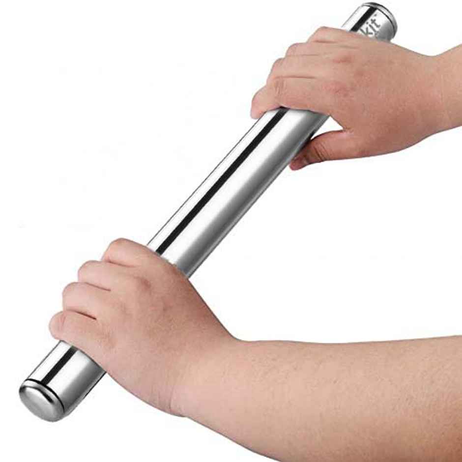 Clazkit Stainless Steel Rolling Pin Chapati Belan Roti Roller Size (Dia 25 Mm X 31.8 Cm)