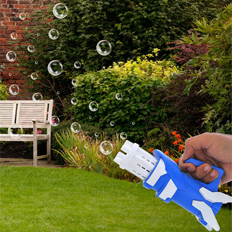 Aditi Toys 8-Hole Gatling Bubble Gun with Solution - Safe for Kids, Indoor/Outdoor 3+ |Dark Blue