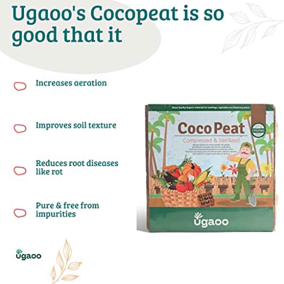 Ugaoo Vermicompost For Plants - Organic Fertilizer & Manure(1kg) & Ugaoo Cocopeat Block For Home Garden Plants(1kg) Combo