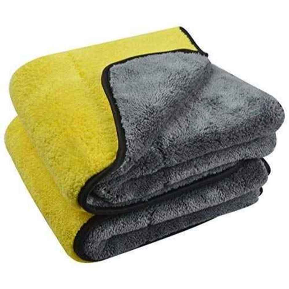 AutoGuys Multipurpose Microfiber Car Cleaning Cloth (Pack of 2) - Multicolour | 900 GSM | 40 x 40 cm