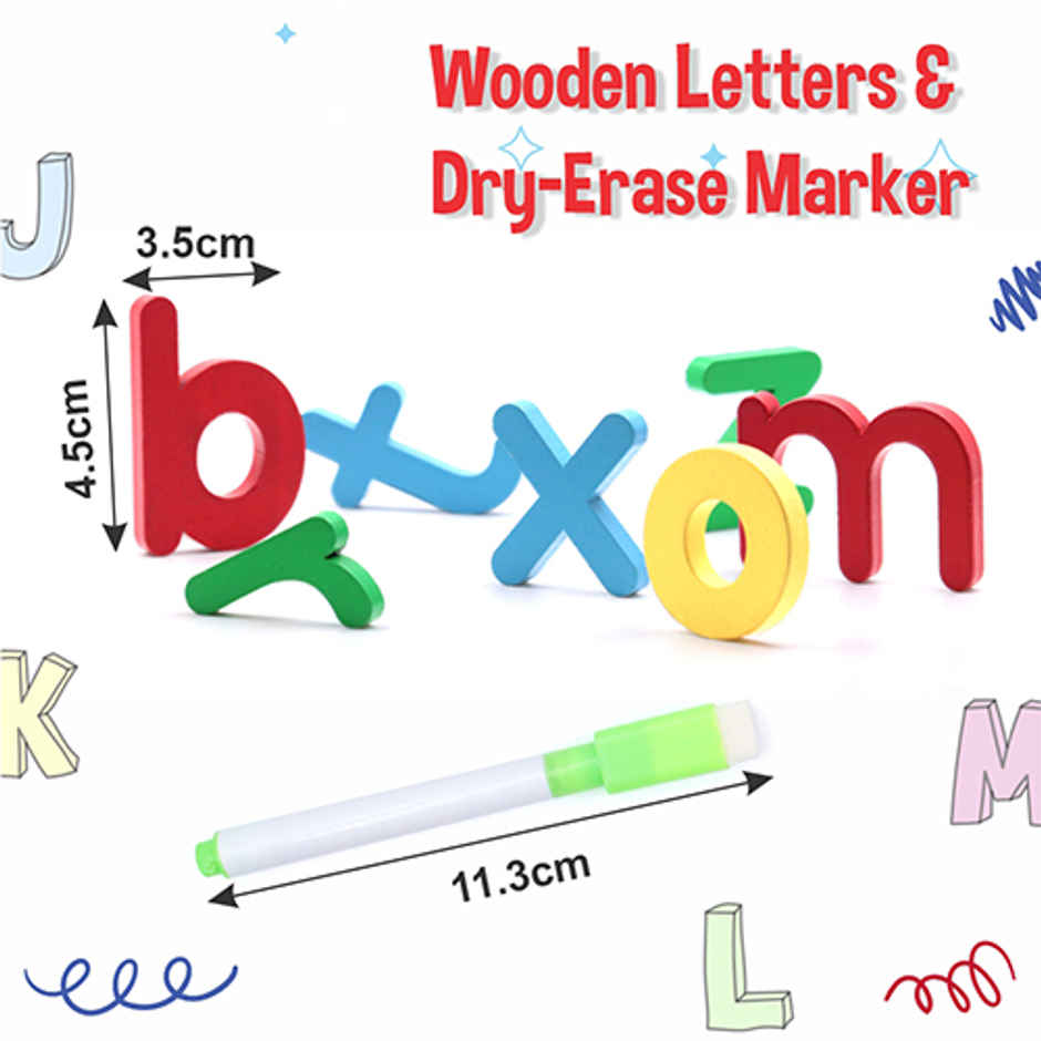 Aditi Toys Spelling Genius Game -Wooden Alphabet Blocks with Wipe & Clean Cards Game for Kids, Age 3+