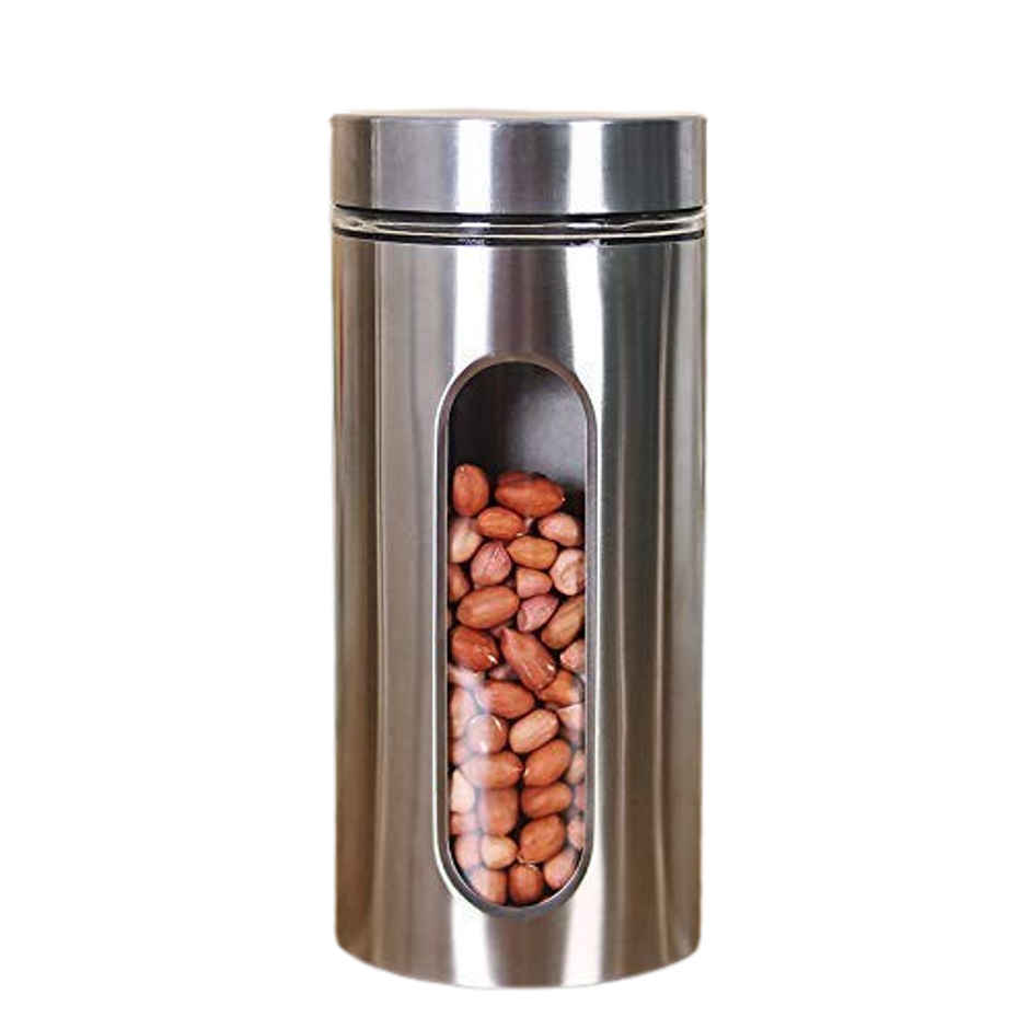 Femora Kitchen Storage Jars Steel Body With See Through Window Jar | 1300 ml | Pack Of 1
