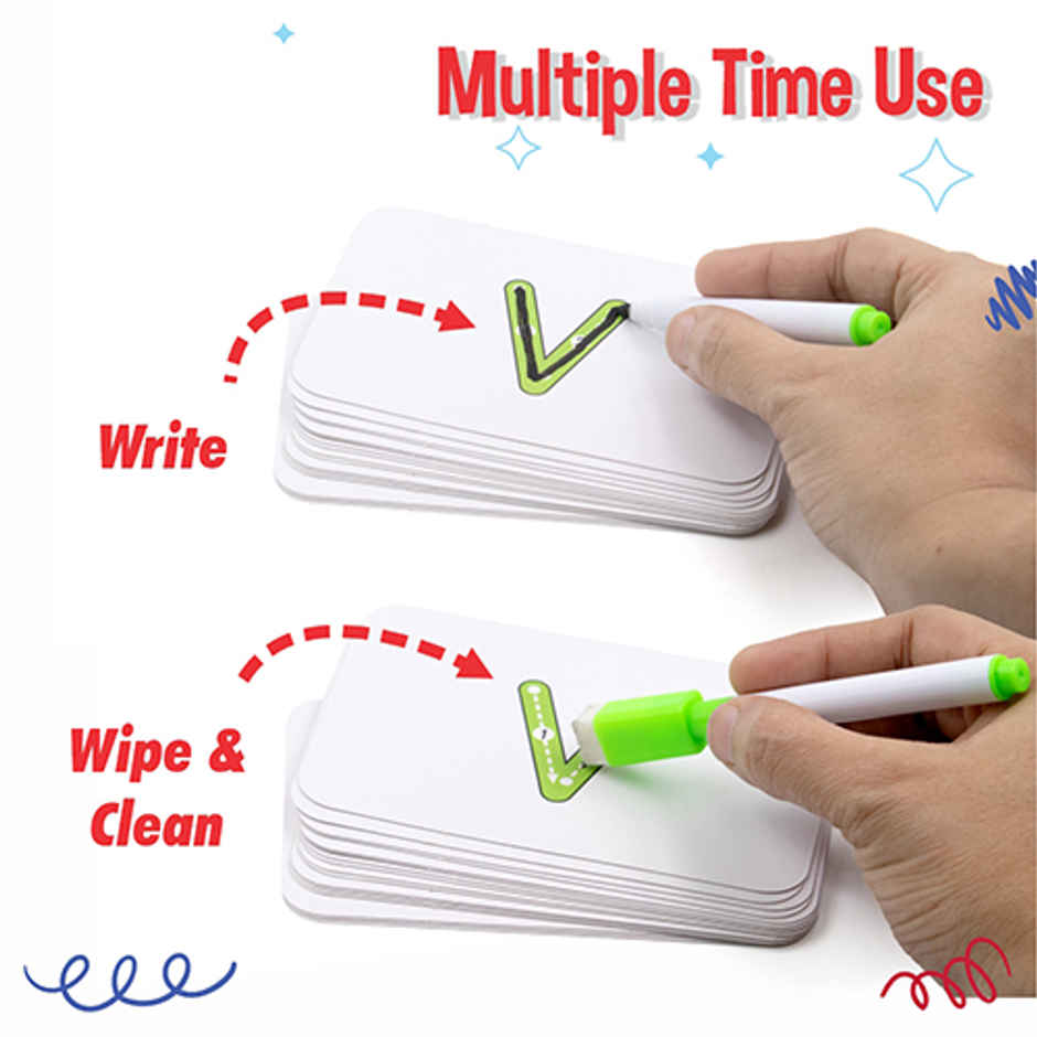 Aditi Toys Spelling Genius Game -Wooden Alphabet Blocks with Wipe & Clean Cards Game for Kids, Age 3+