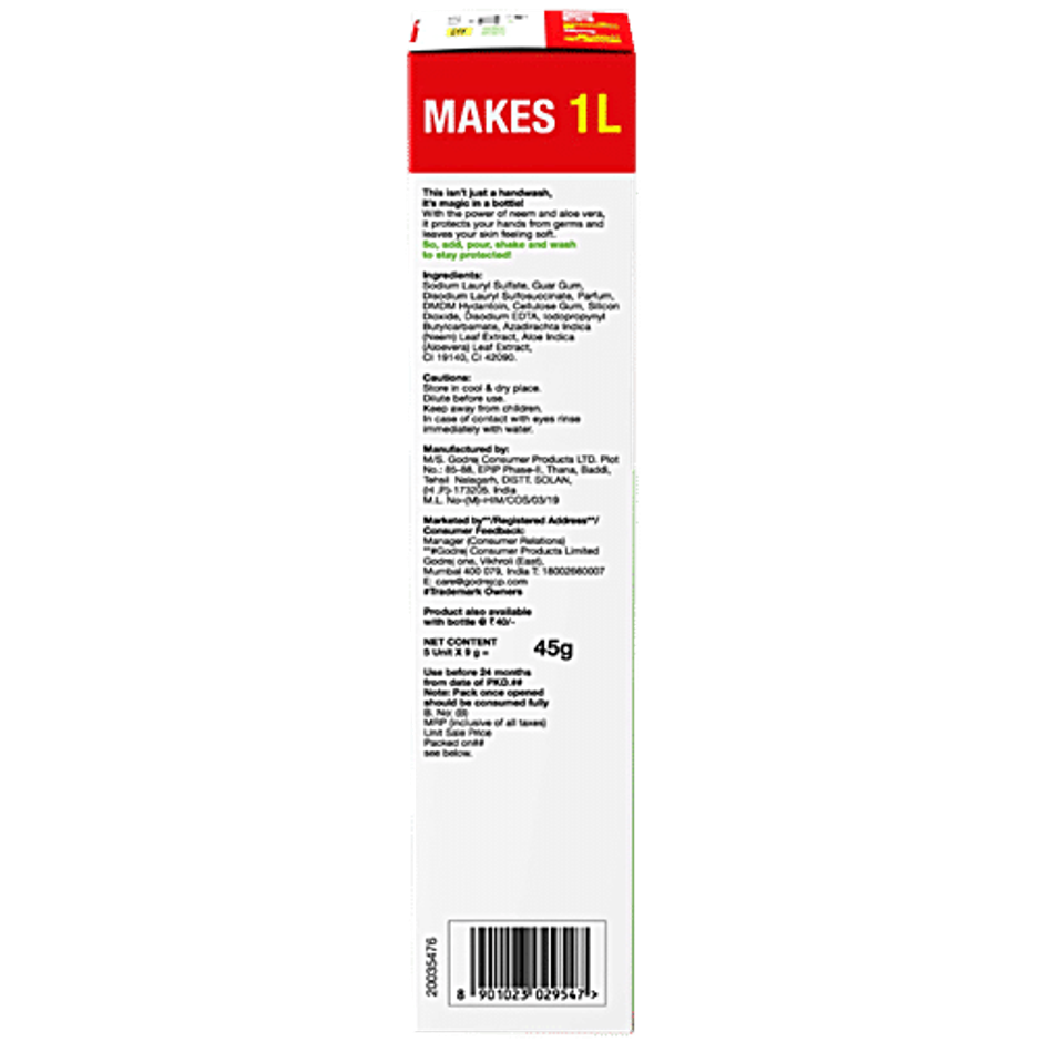 Godrej Magic Ready To Mix Hand Wash Refills - Neem & Aloe Vera