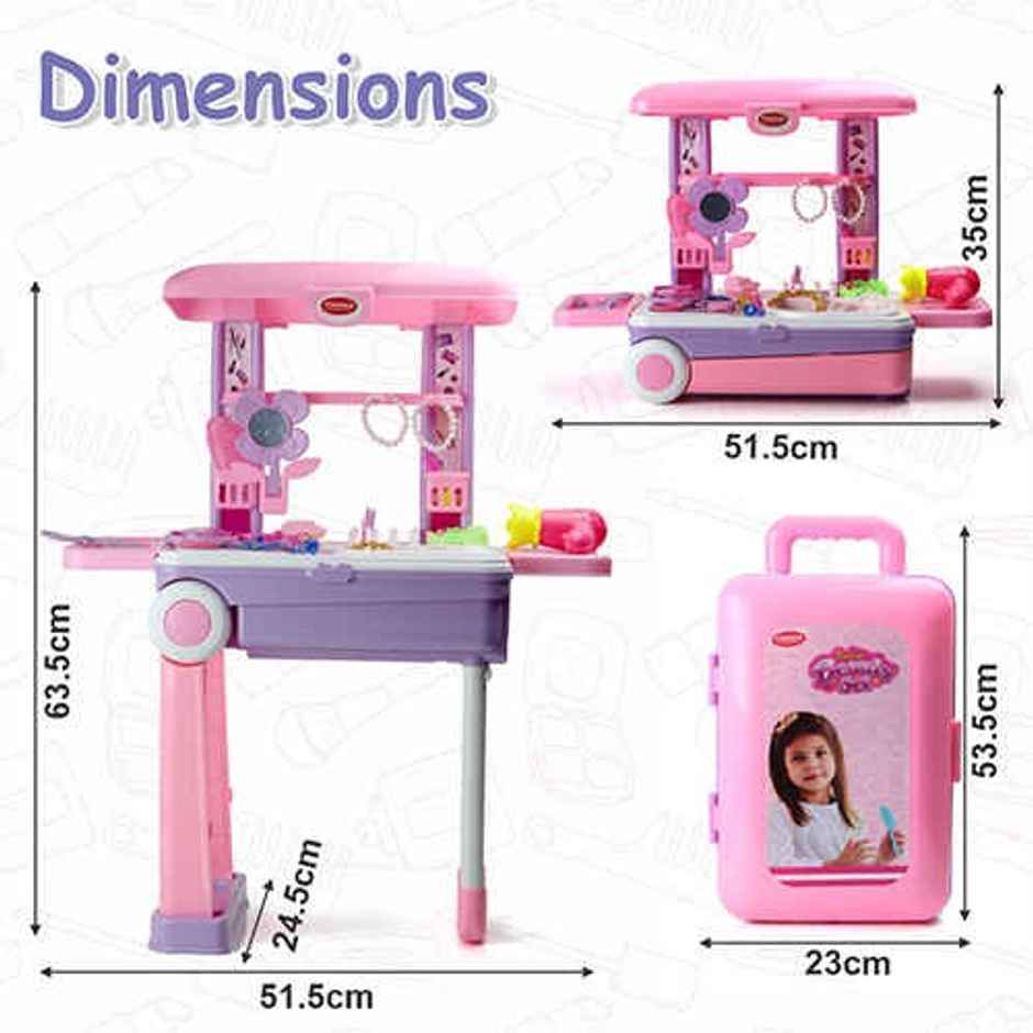 Aditi Toys Beauty Set Trolley - Portable 25-Piece Makeup Kit on Wheels for Girls 3+, BIS Approved