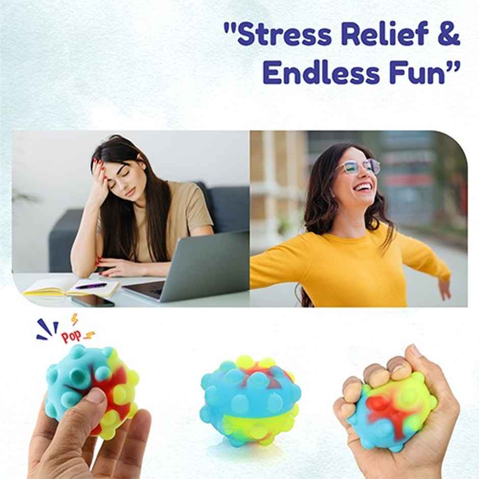 Aditi Toys Pop It Ball with LED - Light-Up Bubble Fidget Ball Toy for Kids' Sensory Fun