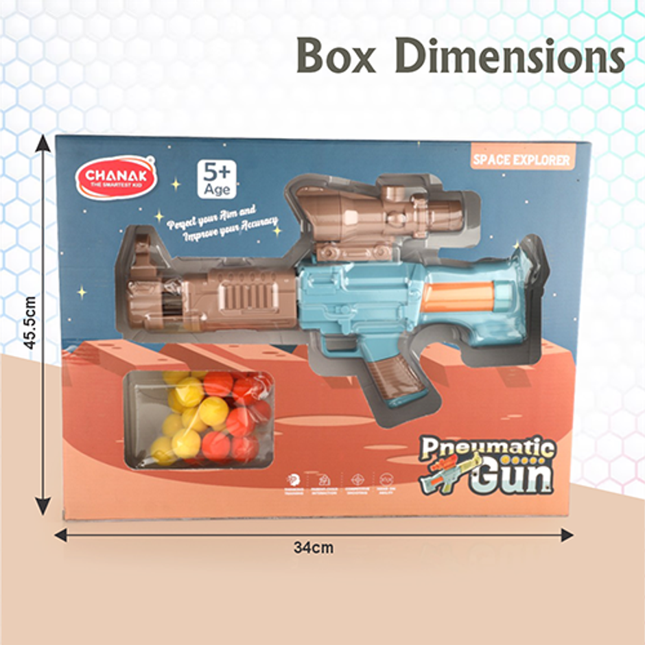 Aditi Toys Space Explorer Pneumatic Gun Include 24 Soft Foam Ball, Indoor/Outdoor, Above 5+, |Brown