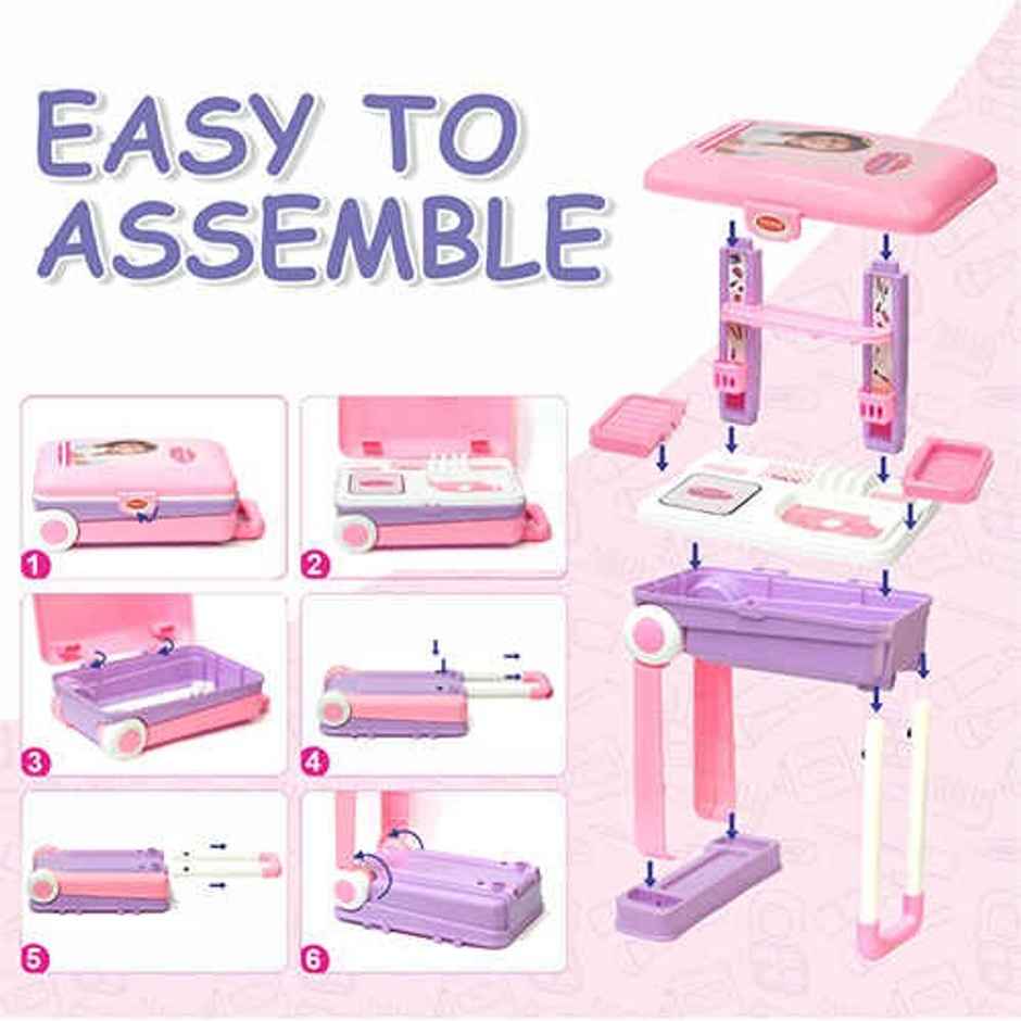 Aditi Toys Beauty Set Trolley - Portable 25-Piece Makeup Kit on Wheels for Girls 3+, BIS Approved