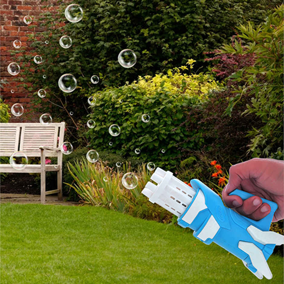 Aditi Toys 8-Hole Gatling Bubble Gun with Solution - Safe for Kids, Indoor/Outdoor 3+ |Light Blue