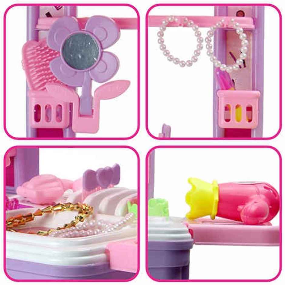 Aditi Toys Beauty Set Trolley - Portable 25-Piece Makeup Kit on Wheels for Girls 3+, BIS Approved