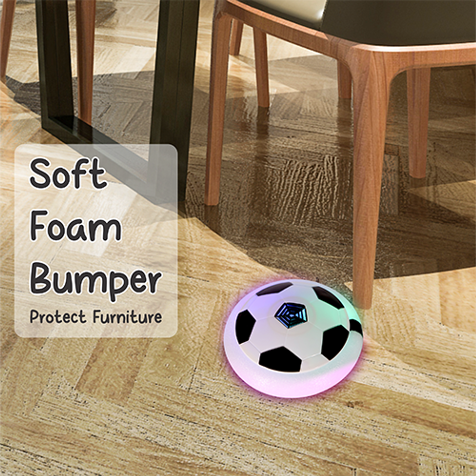 Aditi Toys Air Hover Soccer Light-Up Floating Ball with Soft Foam Bumper Indoor/Outdoor-Age 3+,White